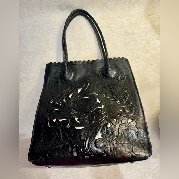 Patricia Nash “Cavo Tote” Black Full-Grain Leather Bag — Like new - Picture 1 of 17